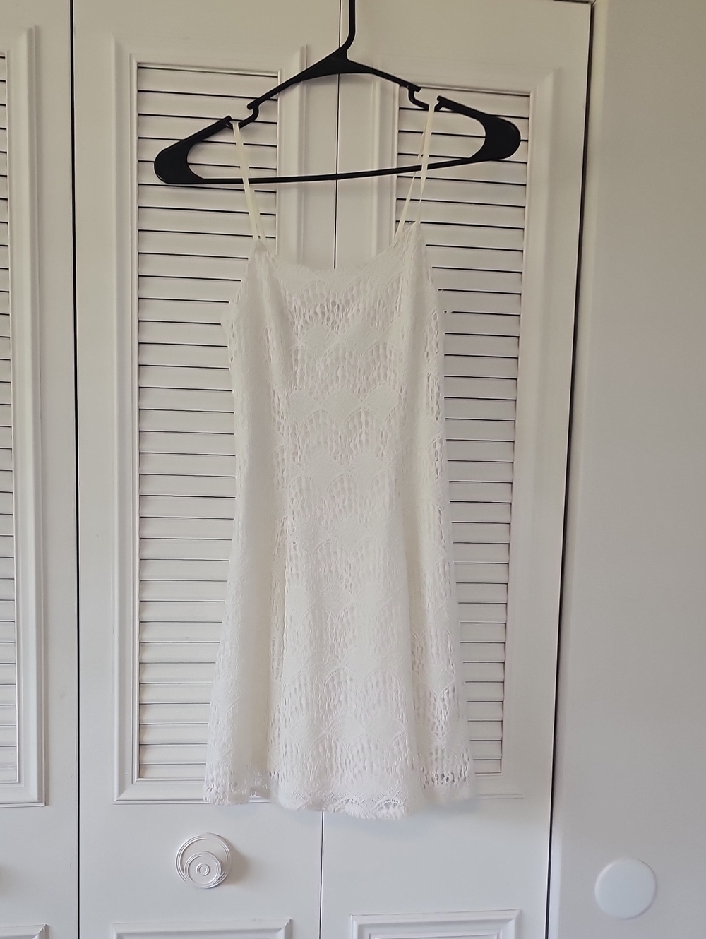 finn & clover White Lace Mini Dress with Spaghetti Straps